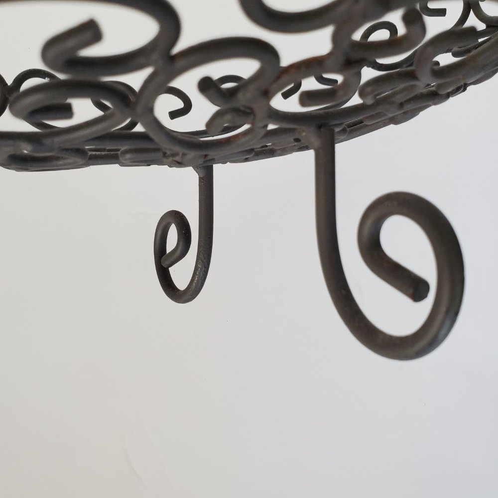 Dark Metal Fruit Bowl Footed Boat Shape Display Shabby Chic Tuscan Baroque Chic - Picture 9 of 11